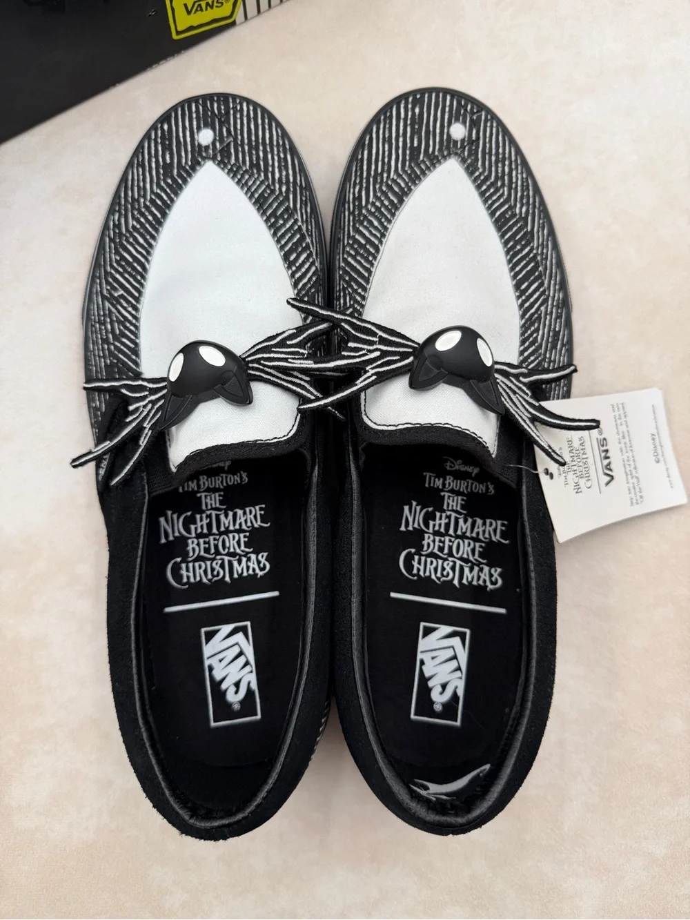 New Vans Black & White Nightmare Before Christmas Jack Skellington Slip-Ons